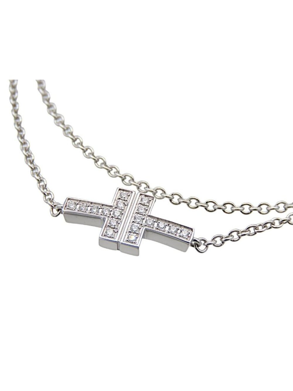 Tiffany & Co T Two Chain Bracelet White Gold 18K Diamond